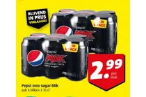 pepsi max zero sugar blik