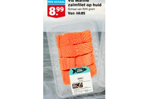 zalmfilet op huid