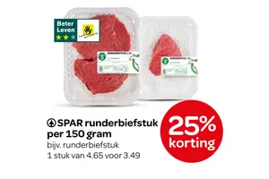 runderbiefstuk nu 25.00% korting aanbieding