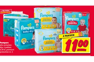 Pampers Premium Protection 2 voor €11,00 aanbieding