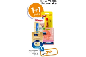 Labello lipverzorging 1 plus 1 gratis aanbieding