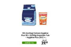 Catsan Hygiëne Plus Kattenbakvulling nu 15.00% korting aanbieding