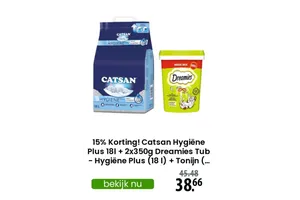 Catsan Hygiëne Plus Kattenbakvulling nu 15.00% korting aanbieding