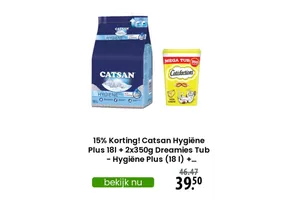 Catsan Hygiëne Plus Kattenbakvulling nu 15.00% korting aanbieding