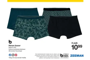 Heren boxer 4 voor €10,99 aanbieding