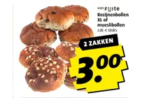 rozijnenbollen xl of mueslibollen