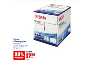 Sigma kopieerpapier nu 20.00% korting aanbieding