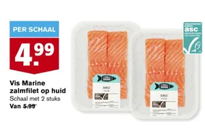 zalmfilet op huid