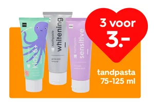 Tandpasta 3 voor €3,00 aanbieding