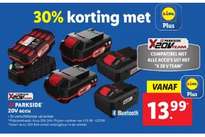 Parkside 20V accu nu 30.00% korting aanbieding