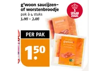 g woon saucijzen of worstenbroodje