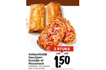 ambachtelijk saucijzen broodje of pizzasnack