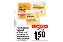 mini krieltjes naturel of bistro of kruimige of vastkokende aardappelen