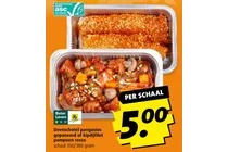 ovenschotel pangasius gepaneerd of kipdijfilet pompoen rosso