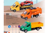 transporter met auto vuilniswagen of auto wegenbouw