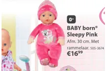 baby born sleepy pink pop
