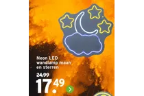 neon led wandlamp maan en sterren