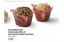 kerststolmuffin of chocolade muffin kerstster