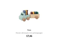 houten dierenauto met aanhangwagen