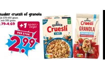 quaker cruesli granola zero sugar added strawberry blueberry