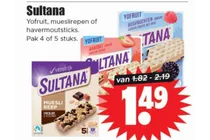 sultana yofruit mueslirepen of havermoutsticks