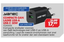 compacte gan lader usb a usb c 30w