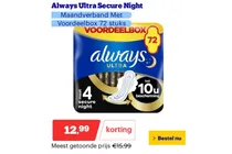 always ultra secure night maandverband
