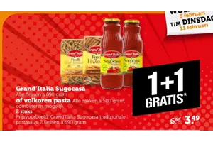 Volkoren pasta aanbieding