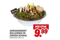 arrangement bollenmix in zinken schaal