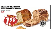 alledaags mueslibrood of rozijnenkrentenbrood