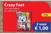 crazy feet sour dip lollipop
