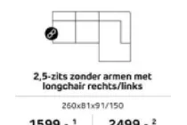 2 5 zits zonder armen met longchair