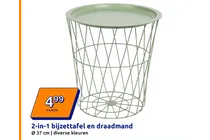 2 in 1 bijzettafel en draadmand