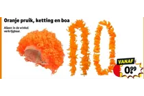oranje pruik ketting en boa
