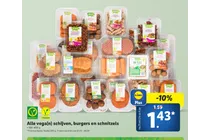 vega n schijven burgers en schnitzels