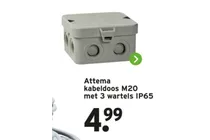 kabeldoos m20 met 3 wartels ip65