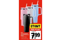 rvs thermosbeker met handvat en rietje