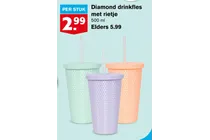 diamond drinkfles met rietje