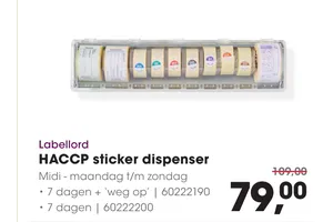 HACCP sticker dispenser - Beste.nl