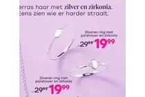 zilveren ring met parelmoer en zirkonia