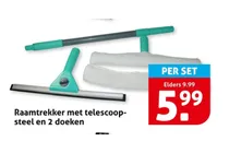 raamtrekker met telescoopsteel en 2 doeken