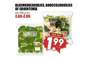 bloemkoolroosjes broccolibroosjes of groentemix