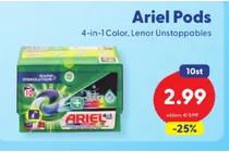 ariel pods 4 in 1 color met lenor unstoppables