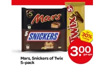 mars snickers of twix 5 pack