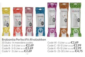 Brabantia PerfectFit Afvalzakken Code B