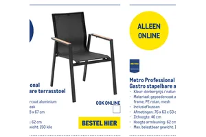 Metro Professional Gastro stapelbare armstoel