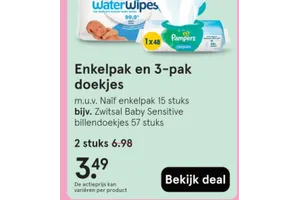 WaterWipes/Pampers/Zwitsal Billendoekjes