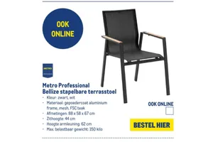 Metro Professional Bellize stapelbare terrasstoel