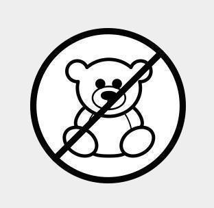 Symbol: Ein Teddybär im durchgestrichenen Kreis.