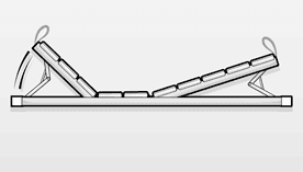 Illustration: Ein Lattenrost 90x200 cm mit höhenverstellbarem Kopf- und Fußteil.